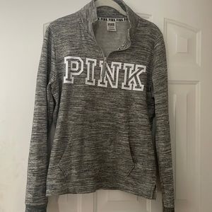 PINK gray quarter zip sweatshirt